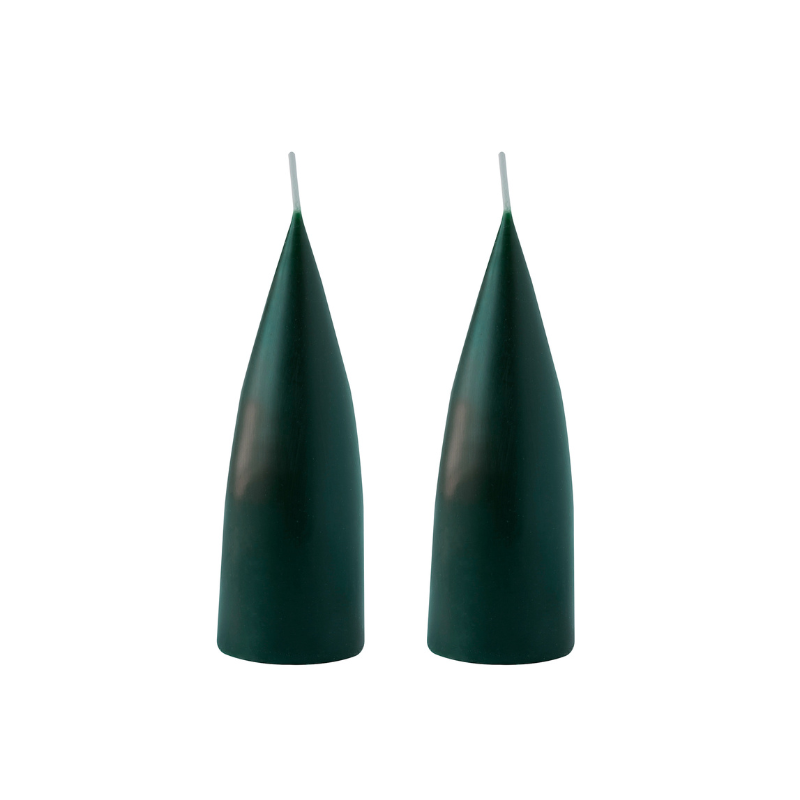 Kegelförmige farbige Kerze, 2er Set 16 cm