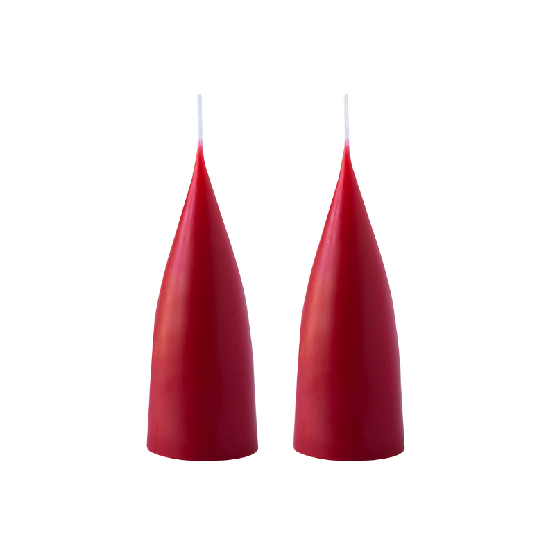 Kegelförmige farbige Kerze, 2er Set 16 cm
