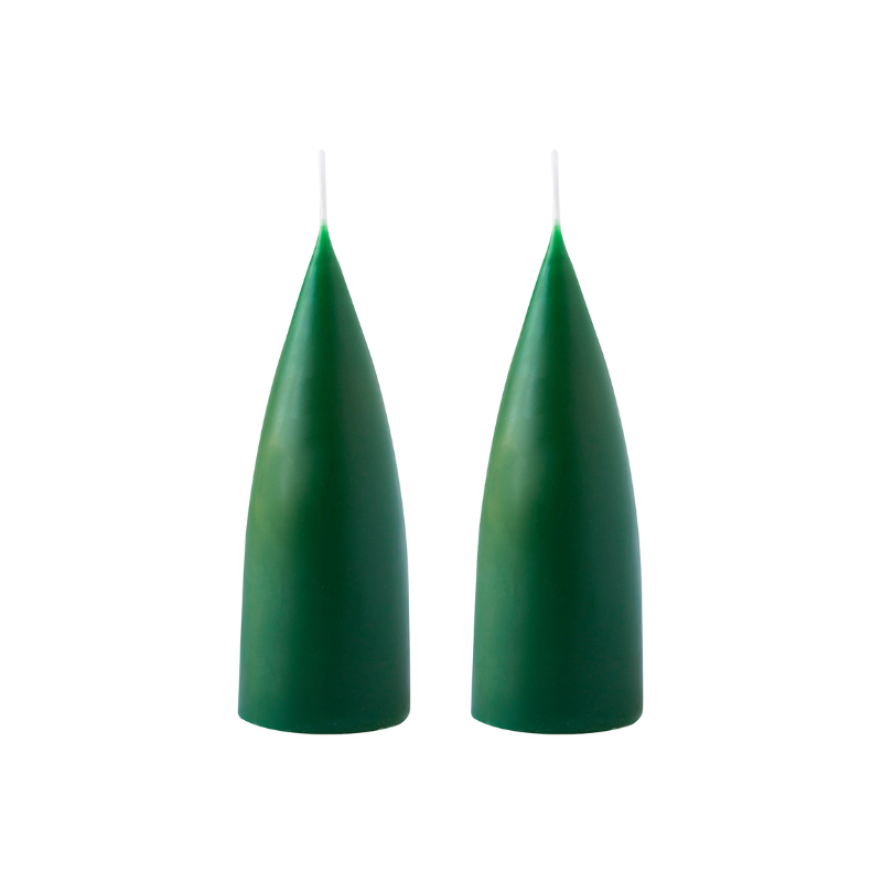 Kegelförmige farbige Kerze, 2er Set 16 cm