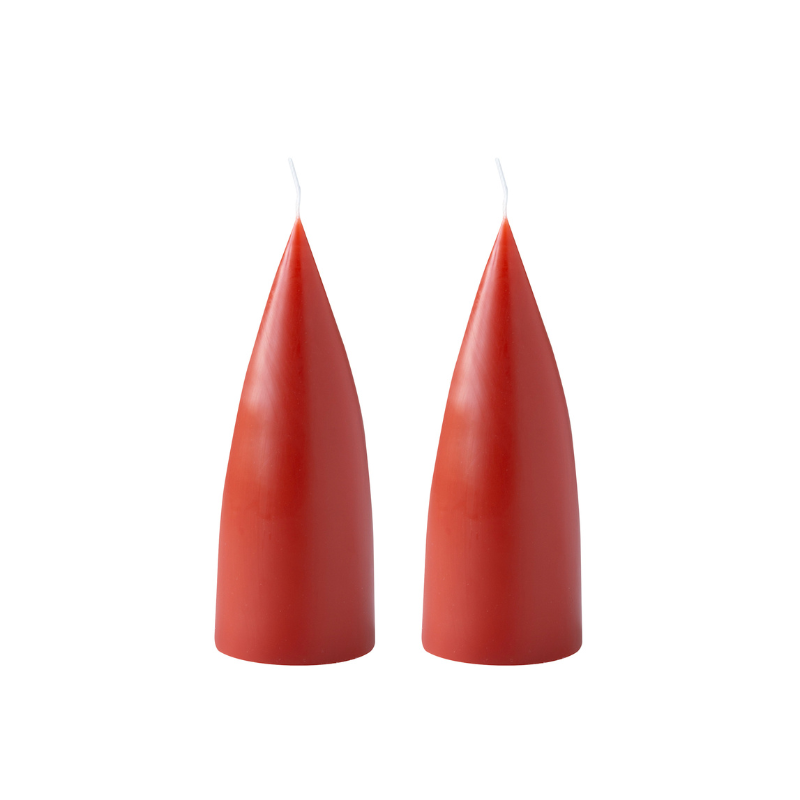 Kegelförmige farbige Kerze, 2er Set 16 cm