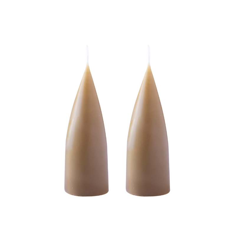 Kegelförmige farbige Kerze, 2er Set 16 cm