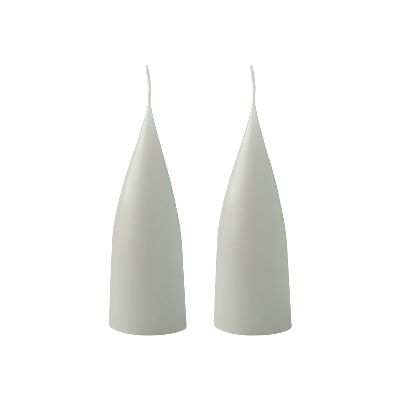 Kegelförmige farbige Kerze, 2er Set 16 cm
