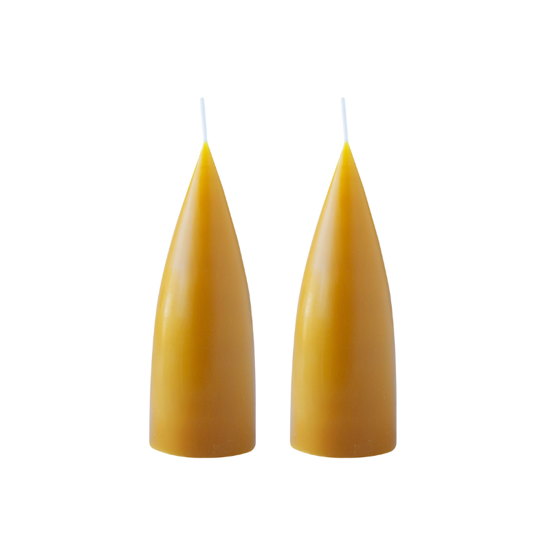 Kegelförmige farbige Kerze, 2er Set 16 cm