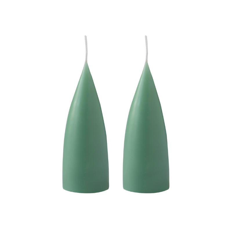Kegelförmige farbige Kerze, 2er Set 16 cm