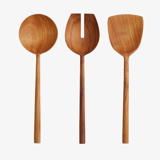 Stilvolles Salatbesteck Teakholz 3Set